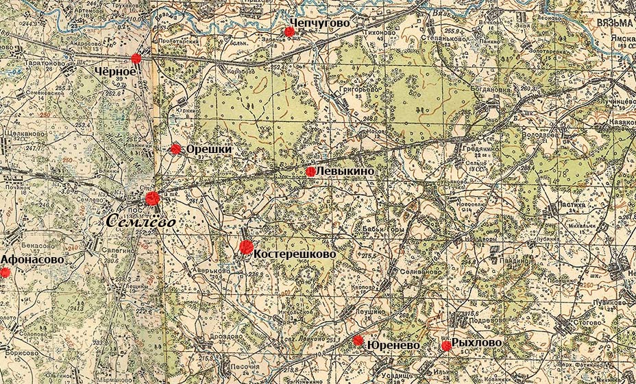Карта местности вокруг Костерешкова
